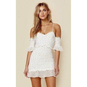 For Love & Lemons La Brooke Mini Dress Jamie King White Stars Hearts Med M